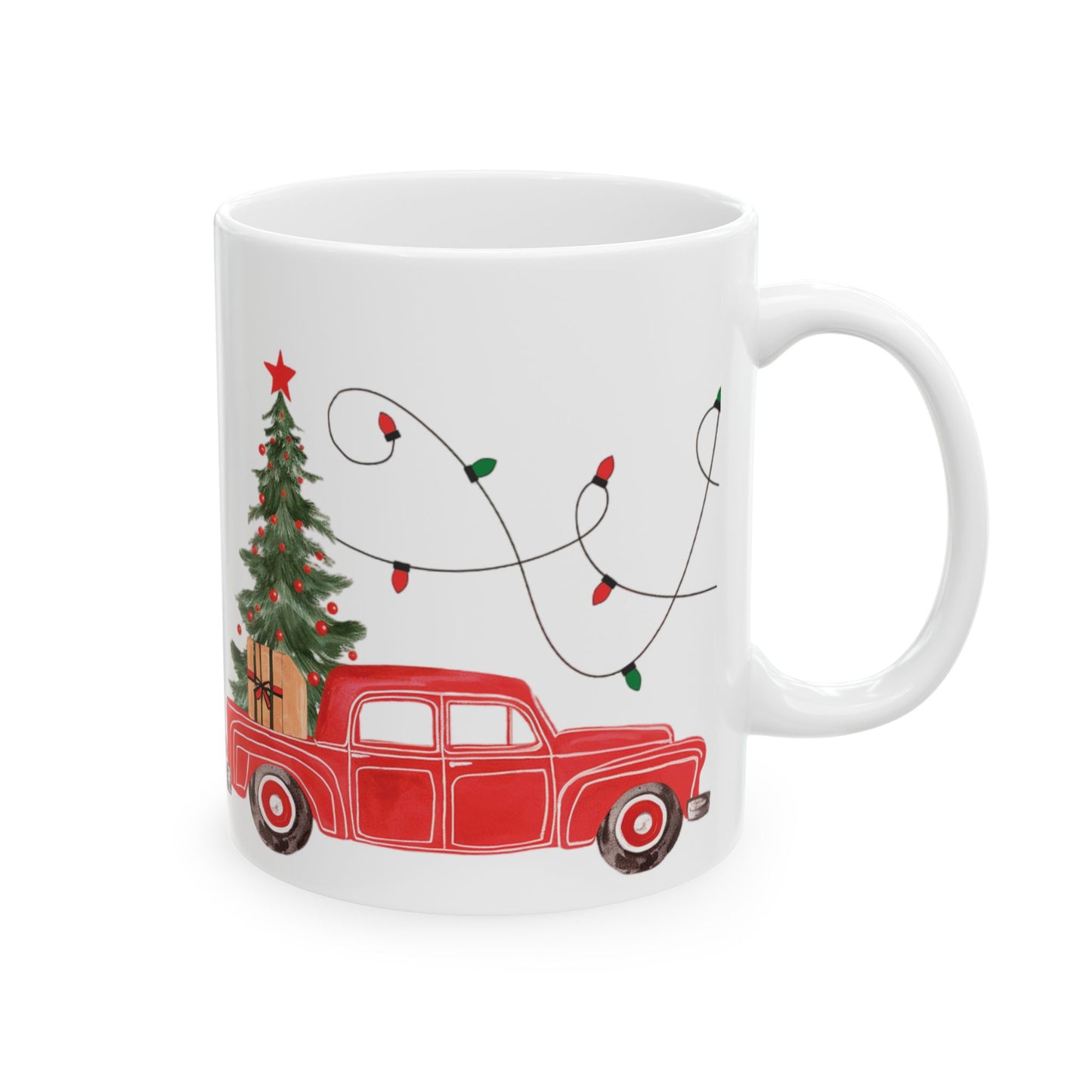 Festive Christmas Mug with Truck and Lights