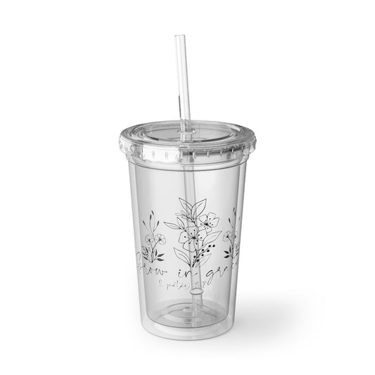 Floral Grow in grace Acrylic tumbler